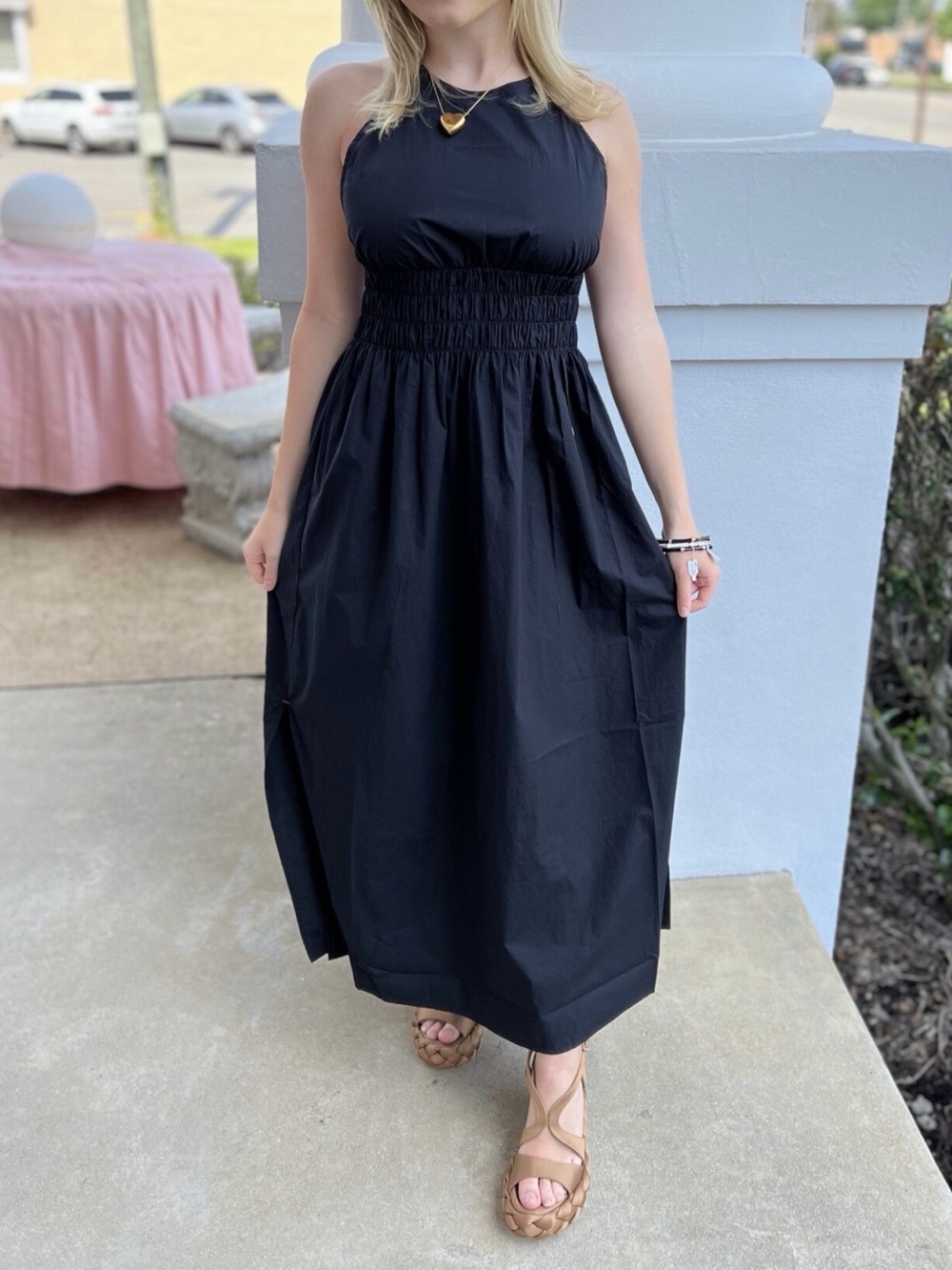 Xirena Tove Dress in Black 100% Cotton Women’s Size Small High Neck Open Back